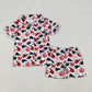 Baby Girl Shot Sleeves Football Stars Bows Cheer Buttons Shirt Short Pajamas Team Set RTS