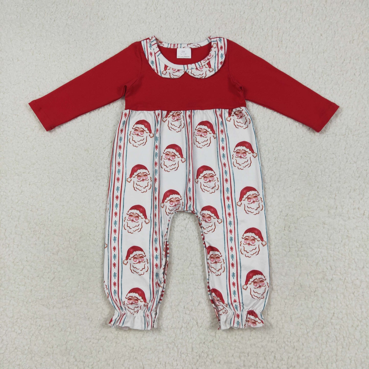 Baby Girl Red Long Sleeves Santa Christmas Romper RTS