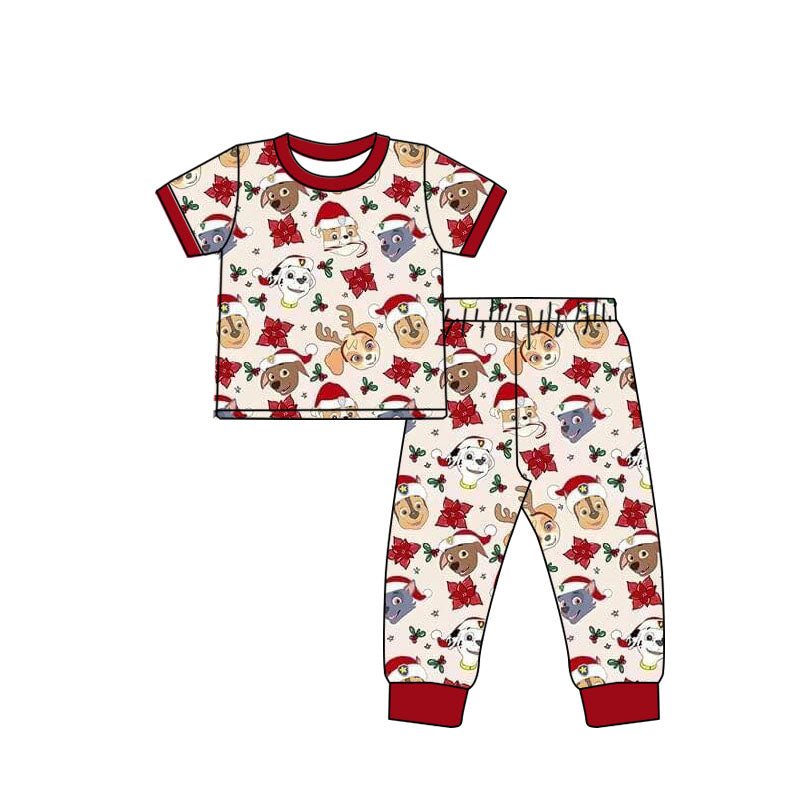 Baby Boy Short Sleeves Christmas Dogs Shirt Pants Pajamas Set