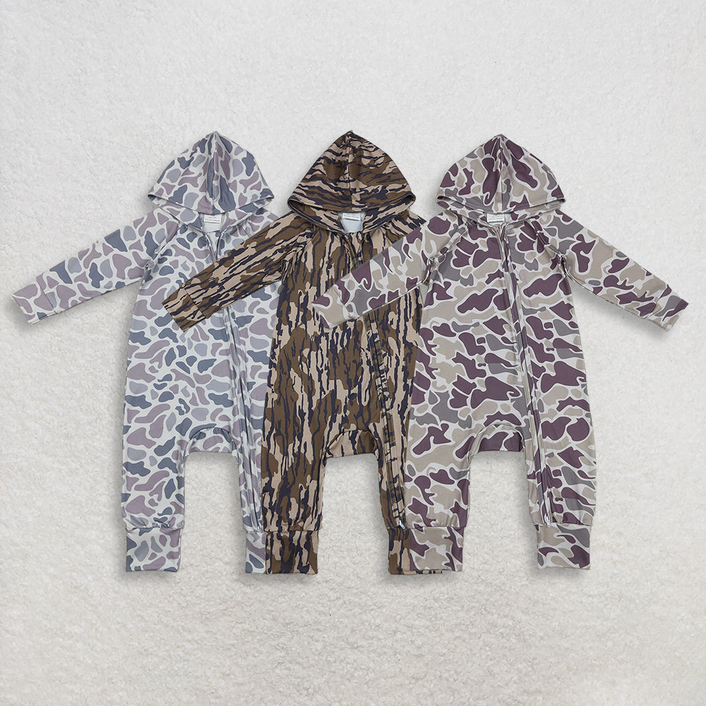 Sibling Baby Boys Infant Long Sleeves Camo Zipper Hoodie Southern Rompers RTS