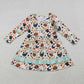 Baby Girl Long Sleeves Thanksgiving turkey Pumpkin Dress RTS