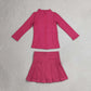 Baby Girls Kids Long Sleeves Zipper Cardigan Skirt Shorts Pink Set Yoga Active Clothes RTS