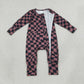 Baby Boys Kids Long Sleeves Brown Black Plaid Zipper Footie Sleeper Romper Clothes RTS
