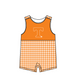 ( Moq 5 ) Baby Boys Kids Sleeveless T Orange Plaid Team Summer Romper