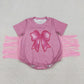 Baby Girl Short Sleeves Bow Tassel Summer Pink Bubble Romper RTS