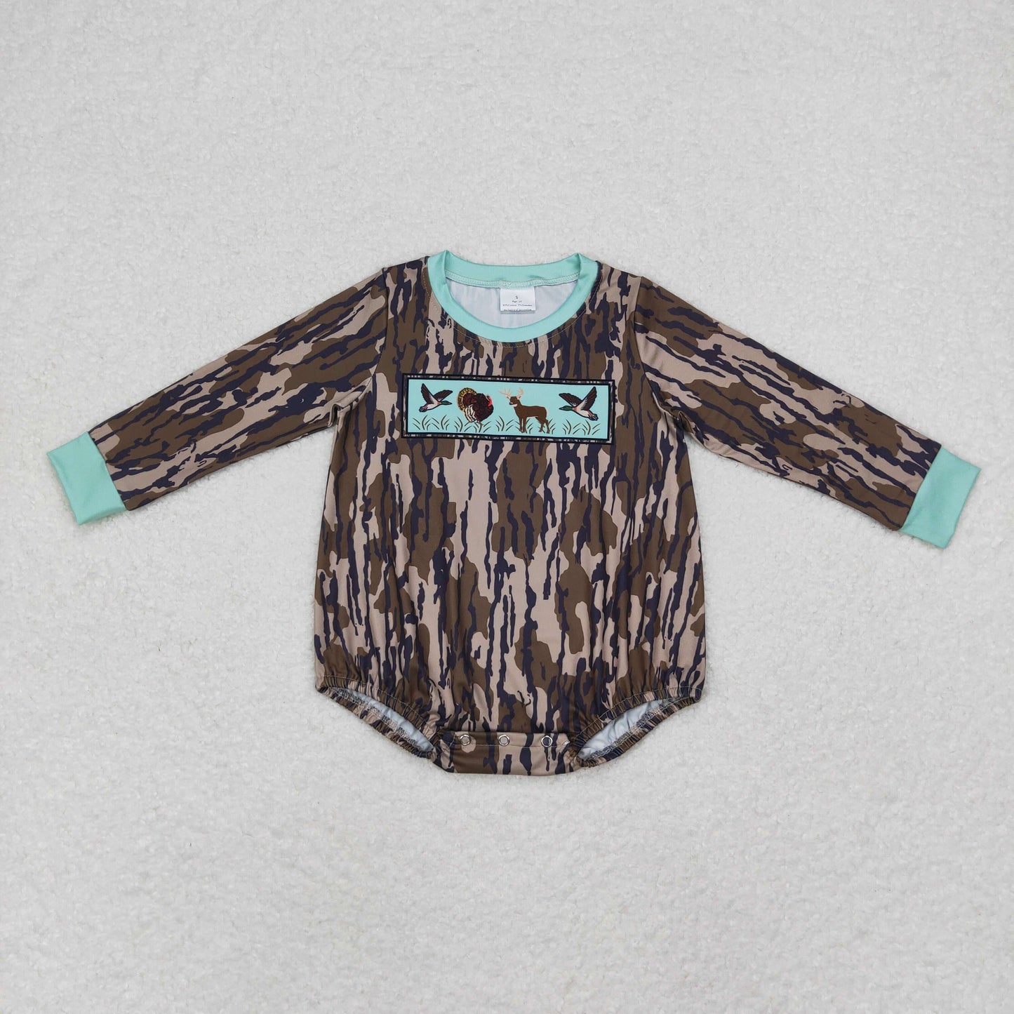 Baby Boy Deer Ducks Long Sleeves Camo Bubble Romper