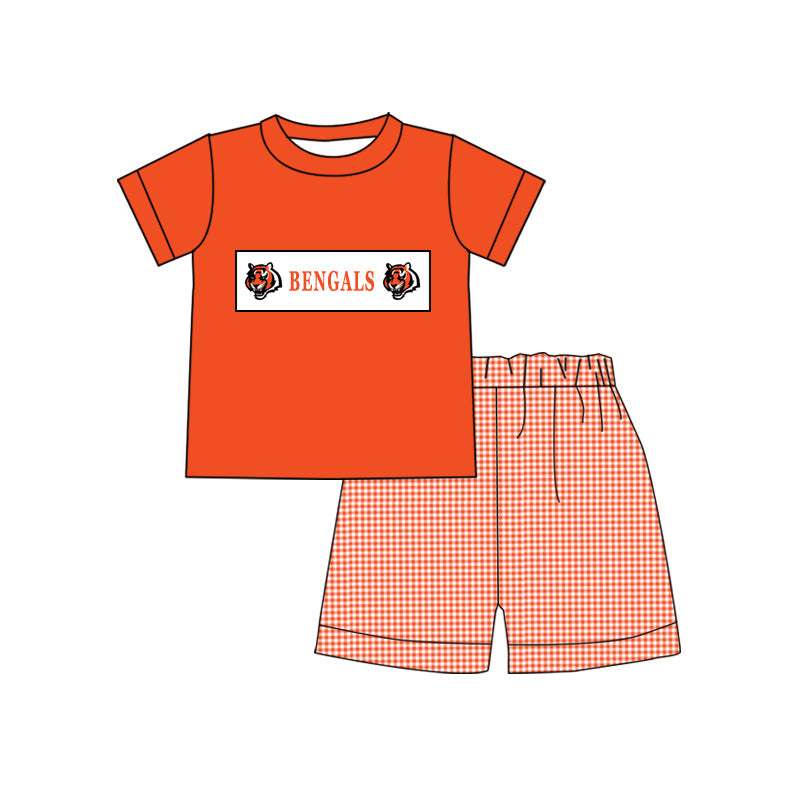 Baby Boy Team Short Sleeves Shirt Checkered Shorts Set