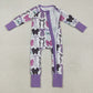 Baby Girl Long Sleeves Halloween Bows Purple Zipper Romper RTS