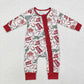 Baby Girl Long Sleeves Christmas Western Cactus Santa Zipper Bamboo Romper