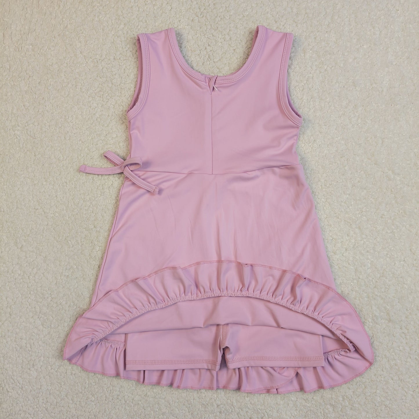 Baby Girls Sleeveless Ruffle Knee Length Yoga Pink Dress with Shorts RTS