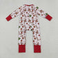 Sibling Girls Kids Long Sleeves Bows Boots Western Zipper Romper Christmas Pajamas Set RTS