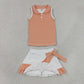 Baby Girls Orange Stripes Buttons Tops Shorts Ruffle Skirts Yoga Clothes Set RTS
