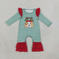 Sibling Baby Boys Girls Kids Embroidery Dog Stripes Tops Red Pants Sets Christmas Clothes RTS