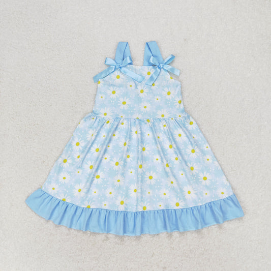 Baby Girl Sleeveless Flower Summer Blue Dress