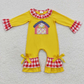 Promotion Baby Boy Long Sleeves Shirt Red Plaid Pants Embroidery Farm Chicken Outfit Pajamas Striped Ruffle Pants Outfit