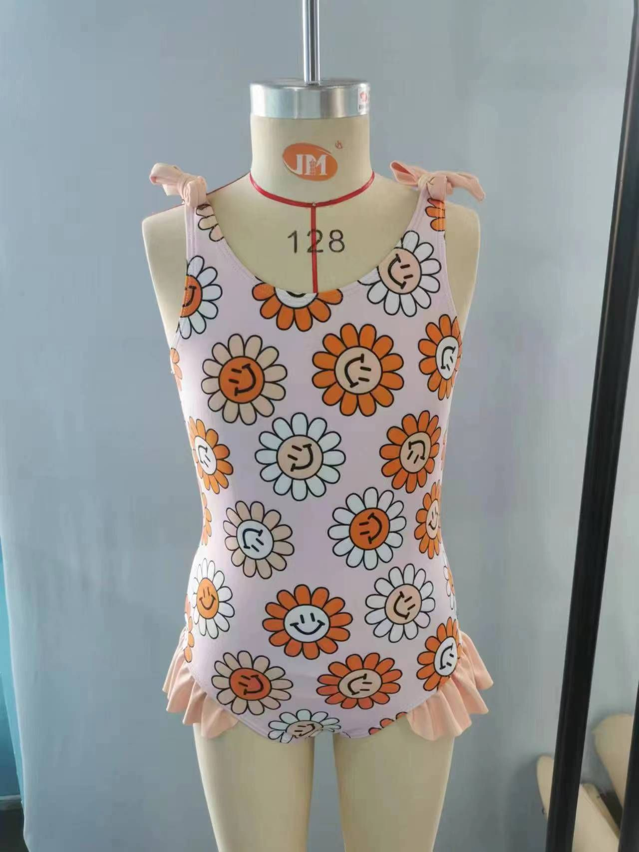 S0151 Baby Girl Smile Floral One Piece Summer Swimsuit