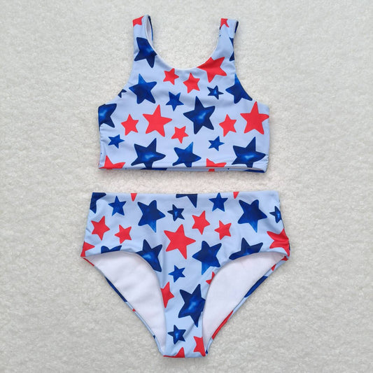 Baby Girl Bathing Suit Sleeveless Stars Tops Shorts Set July 4th Swimsuit