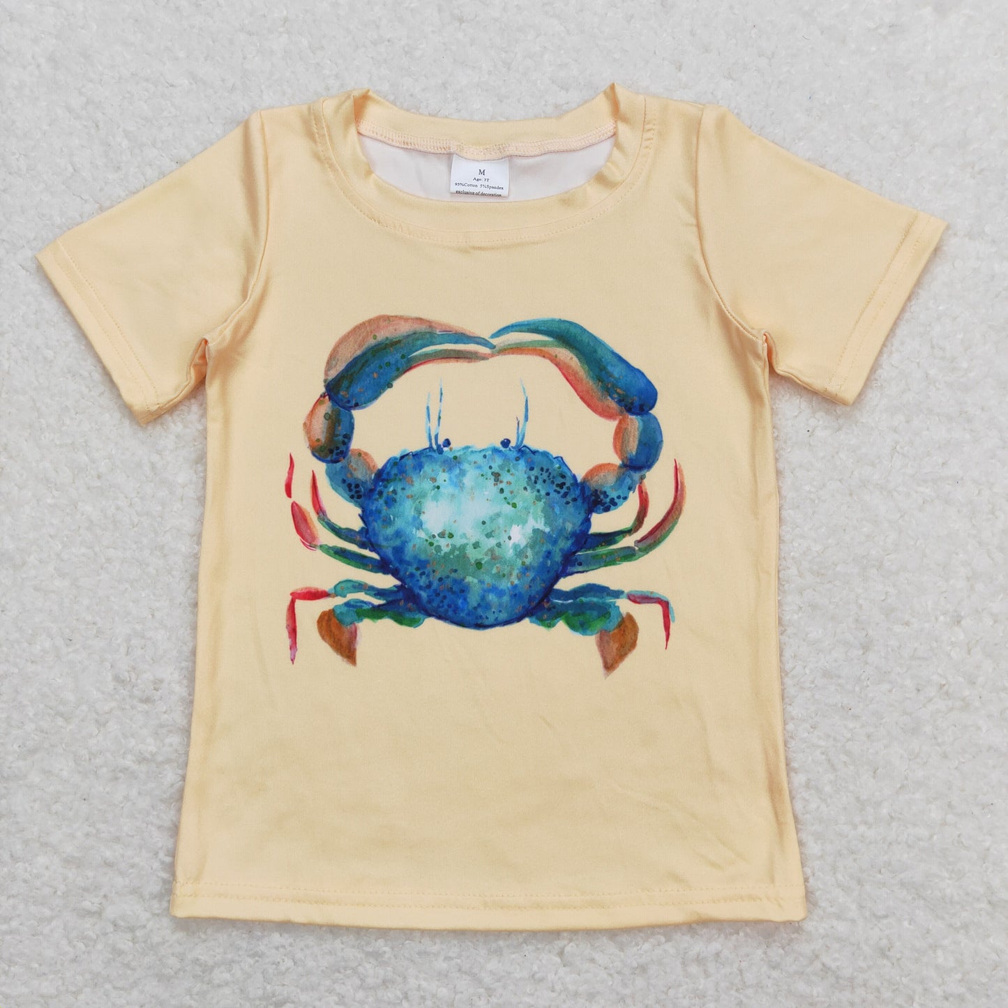 Baby Boy Short Sleeves Crab Yellow Shirt Tops