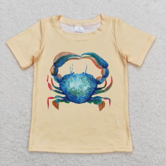 Baby Boy Short Sleeves Crab Yellow Shirt Tops