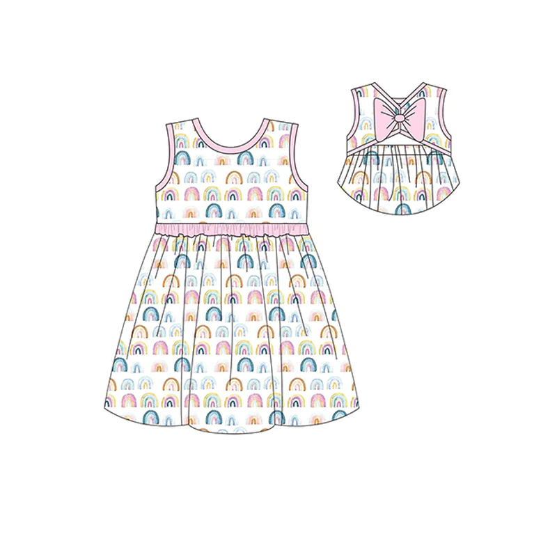 Moq 5 Pre-order Baby Girl Sleeveless Rainbow Summer Dress