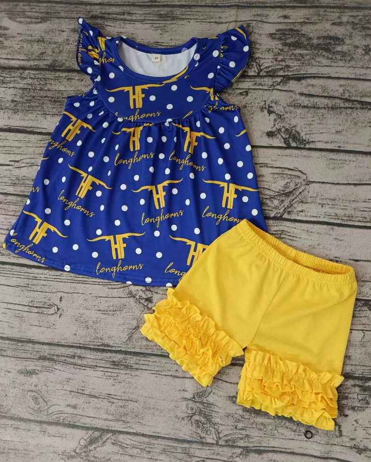 Baby Girl Short Sleeves Tunic Shorts Team Outfit Moq 5