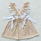 Promotion Baby Girl Short Sleeves Embroidery Western Flower Cow Pockets Dress RTS