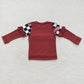 GT0300 Baby Girl Long Sleeves Football Checkered Brown Shirt