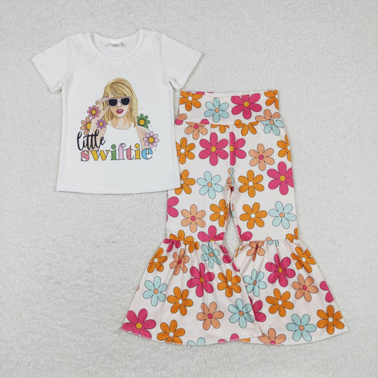 Baby Girl Short Sleeves Shirt Floral Bell Pants Singer Set