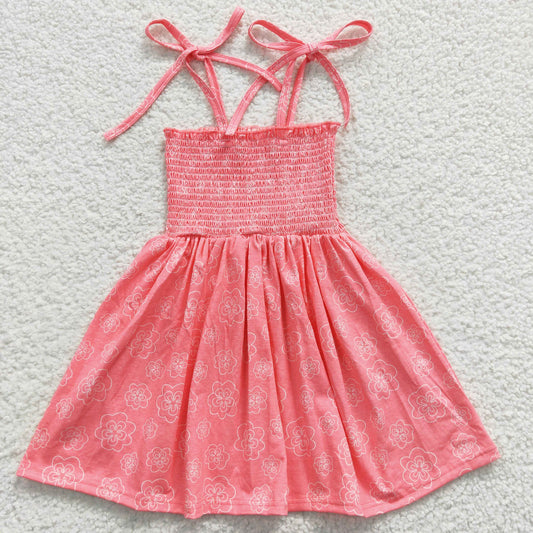 GSD0349 Baby Girl Summer Halter Sleeveless Elastic Smocked Floral Dress