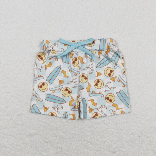 Baby Boy Summer Smile Checkered Pocket Shorts