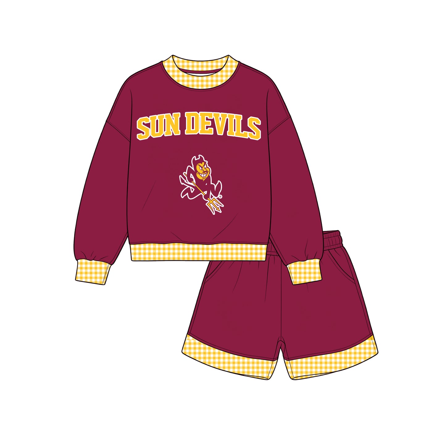 ( Moq 5 ) Baby Girls Kids Long Sleeves Shirt Shorts Team Set Clothes