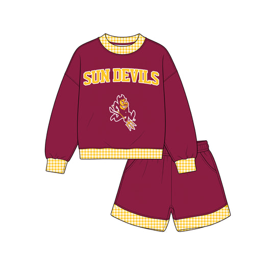 ( Moq 5 ) Baby Girls Kids Long Sleeves Shirt Shorts Team Set Clothes