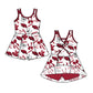 ( Moq 5 Each Style ) Baby Girls Kids Red Bows Pigs Sibling Team Shorts Dresses Set