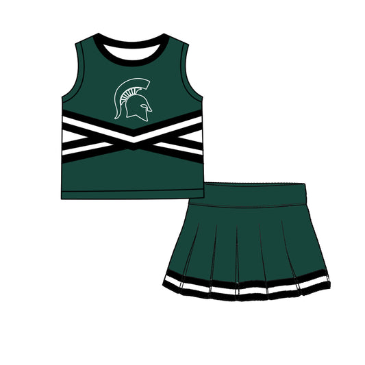 ( Moq 5 ) Baby Girls Kids Sleeveless Vest Skirt Shots Team Set Clothes