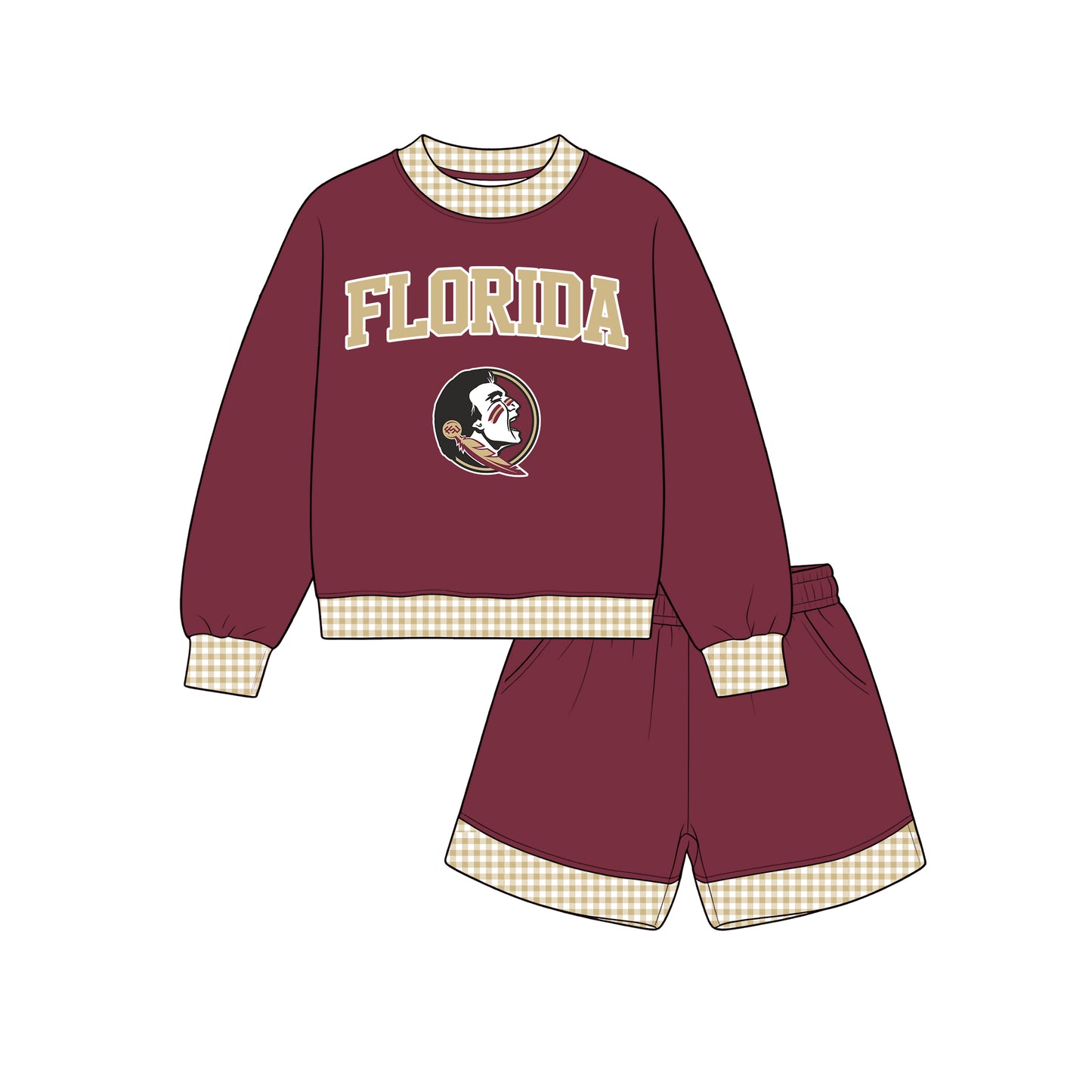 ( Moq 5 ) Baby Girls Kids Long Sleeves Shirt Shorts Team Set Clothes