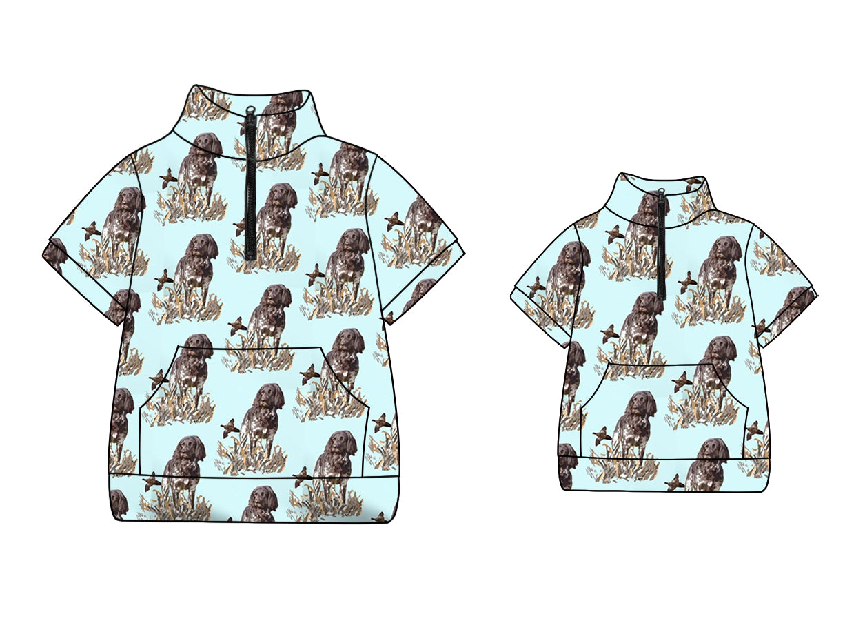 Baby Kids Toddler Adult Short Sleeves Dogs Ducks Sibling Family Shirt Tops ( Moq 5 Each Style )