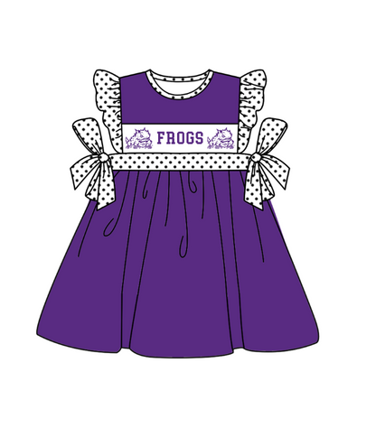 ( Moq 5 Each Style ) Baby Boys Girls Kids Short Sleeves Team Sibling Purple Romper Dress Set