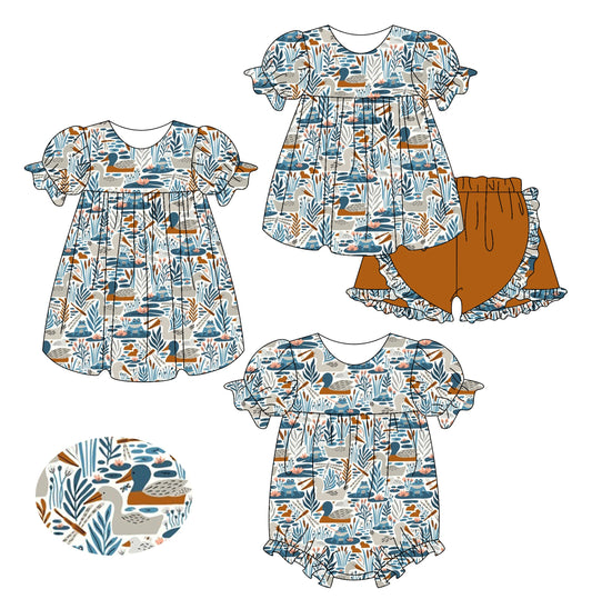 Baby Girl Short Sleeves Ducks Sibling Romper Dress Set ( Moq 5 Each Style ) 2.17