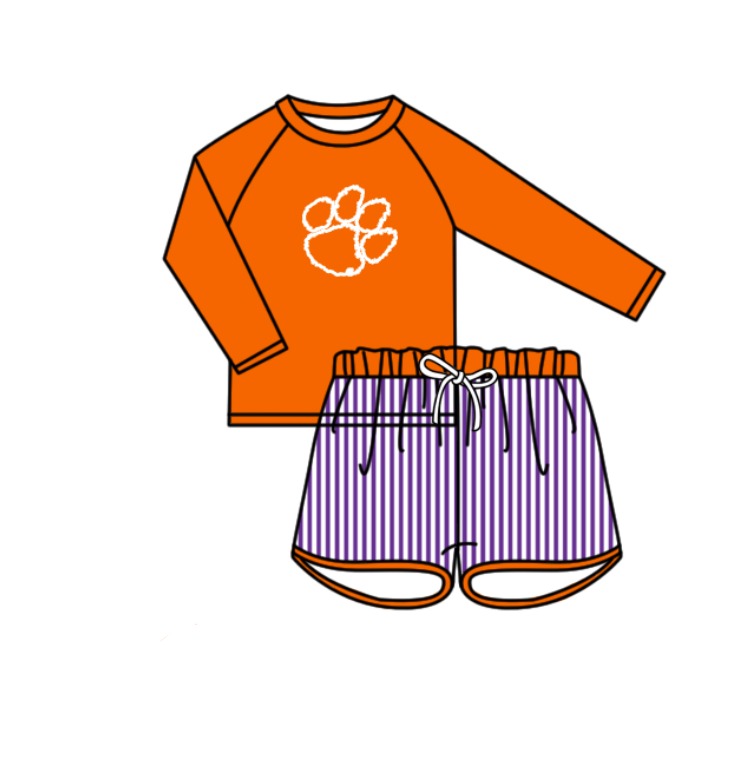 ( Moq 5 Each Style ) Baby Boys Girls Kids Team Sibling Orange Jumpsuits Sets Swimsuits