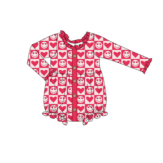 Baby Girl Newborn Infant Valentine Smile Hearts Bubble Pink Romper