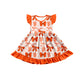 ( Moq 5 each style ) Baby Girl Toddler SF Team Orange Bows Sibling Romper Dress Set 6.16