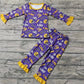 Baby Boy Long Sleeves Tiger Shirt Pants Team Pajamas Purple Set Moq 5