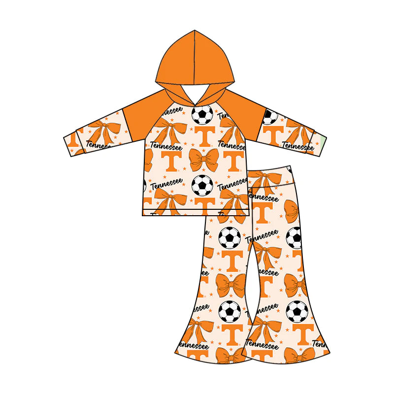 ( Moq 5 each style ) Baby Girl Toddler T Team Orange Bows ‌Soccer‌ Sibling Romper Dress Set 6.14
