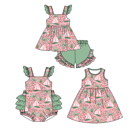 Baby Girl Short Sleeves Boats Sibling Romper Dress Set ( Moq 5 Each Style ) 2.8
