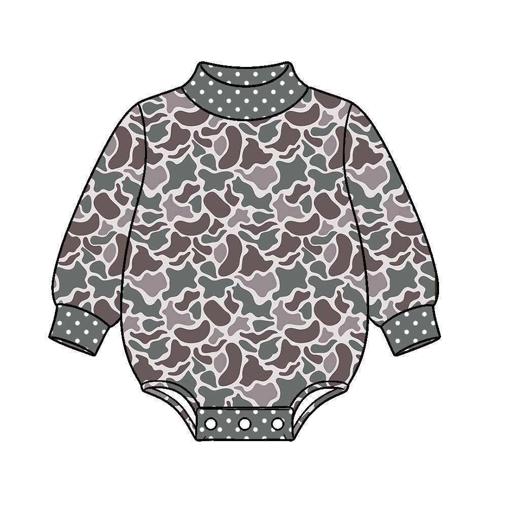 ( Moq 5 ) Preorder Baby Kids Infant Long Sleeves Camo Print Bubble Romper Clothes
