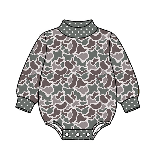 ( Moq 5 ) Preorder Baby Kids Infant Long Sleeves Camo Print Bubble Romper Clothes