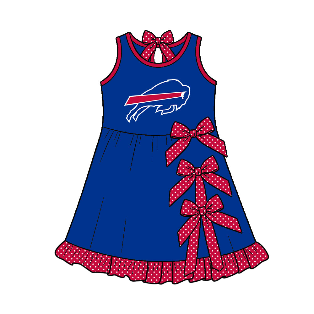( Moq 5 ) Custom Baby Girls Kids Sleeveless Bows Shorts Knee Length Team Dress Cheer Clothes