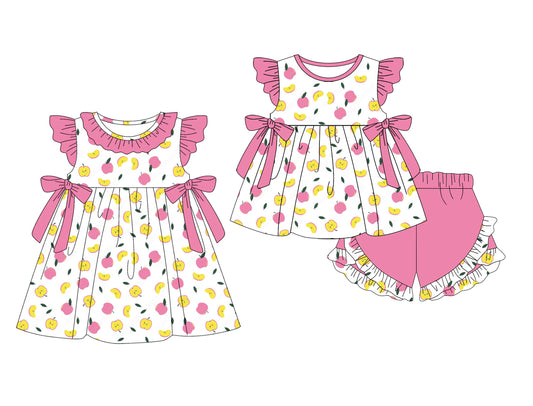 Baby Girl Short Sleeves Apple Bows Sibling Dress Set ( Moq 5 Each Style ) 2.7