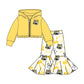 ( Moq 5 each style ) Baby Boy Girl Team Cheer Sibling Shirt Tiger Yellow Bows Jumpsuit Dress Set 7.30