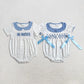 Sibling Baby Boys Girls Infant Embroidery Smocked Little Sister Brother Bubble Rompers RTS